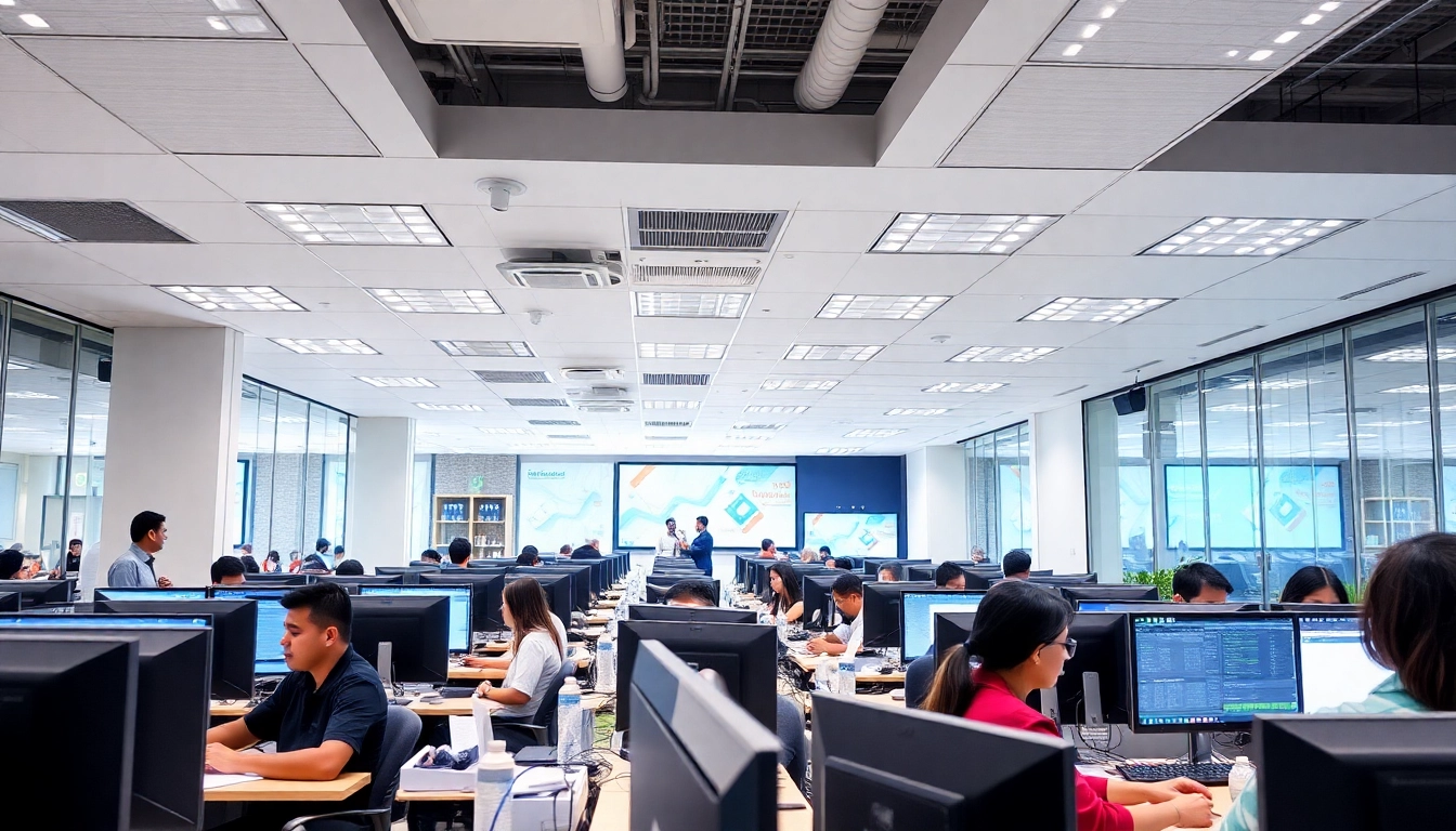 Agents working at a call center in Tijuana providing professional customer support to clients.