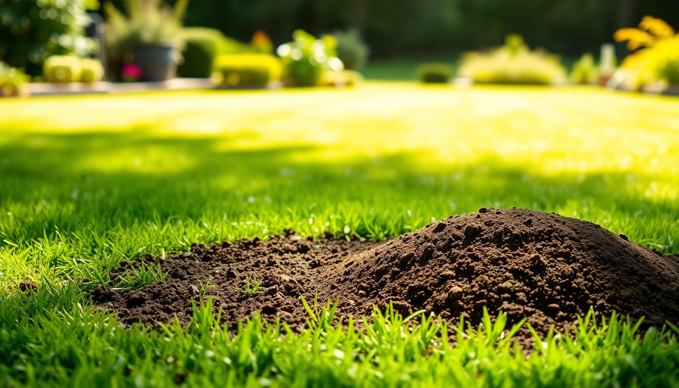 Lawn top dressing with nutrient-rich compost applied evenly to enhance grass growth and soil health.