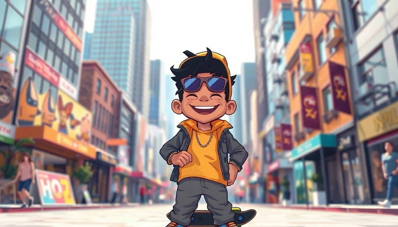 Laughing based chad lindy meme character in vivid streetwear, showcasing humor and confidence.