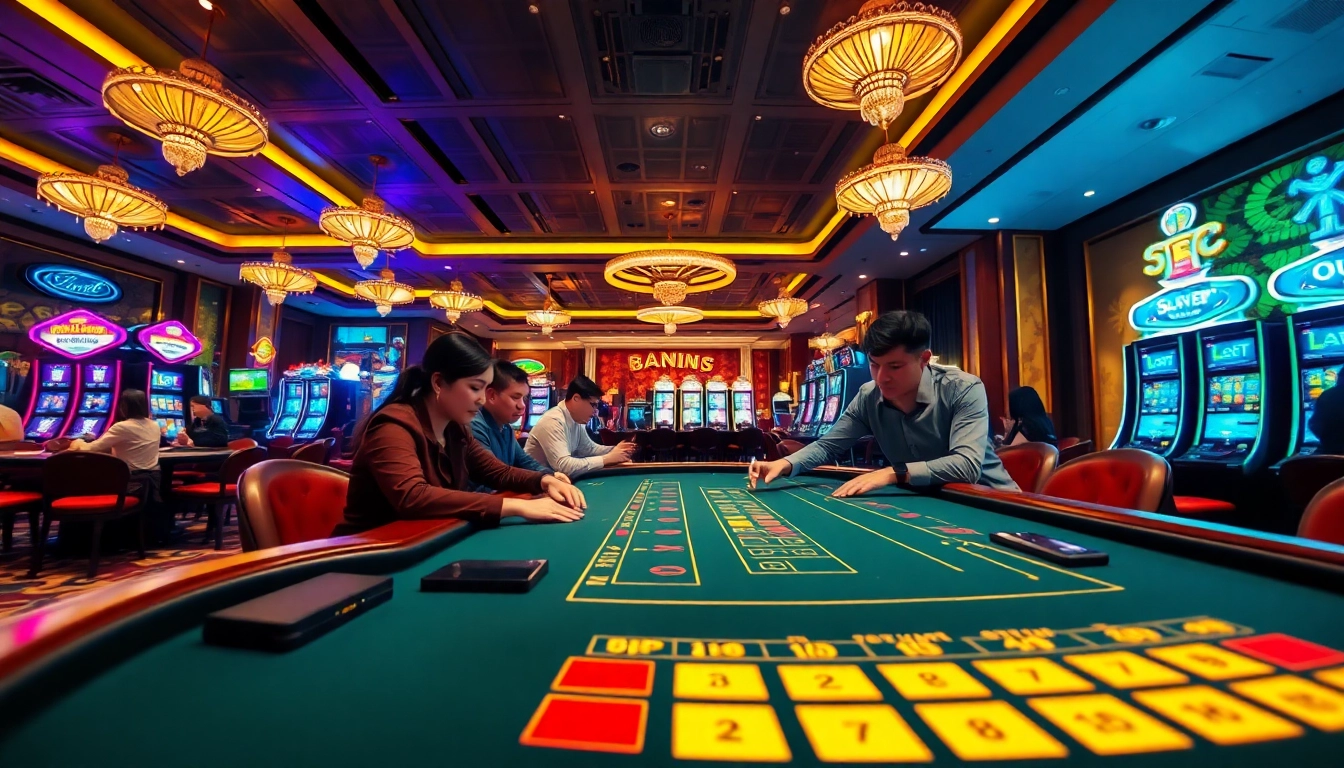 Experience the excitement of an online casino Singapore with vibrant gaming tables and luxurious ambiance.