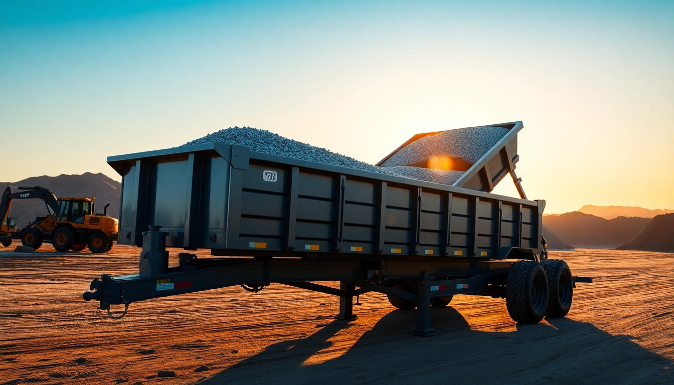 High-quality hydraulic dump trailers for sale showcased in action on a construction site.