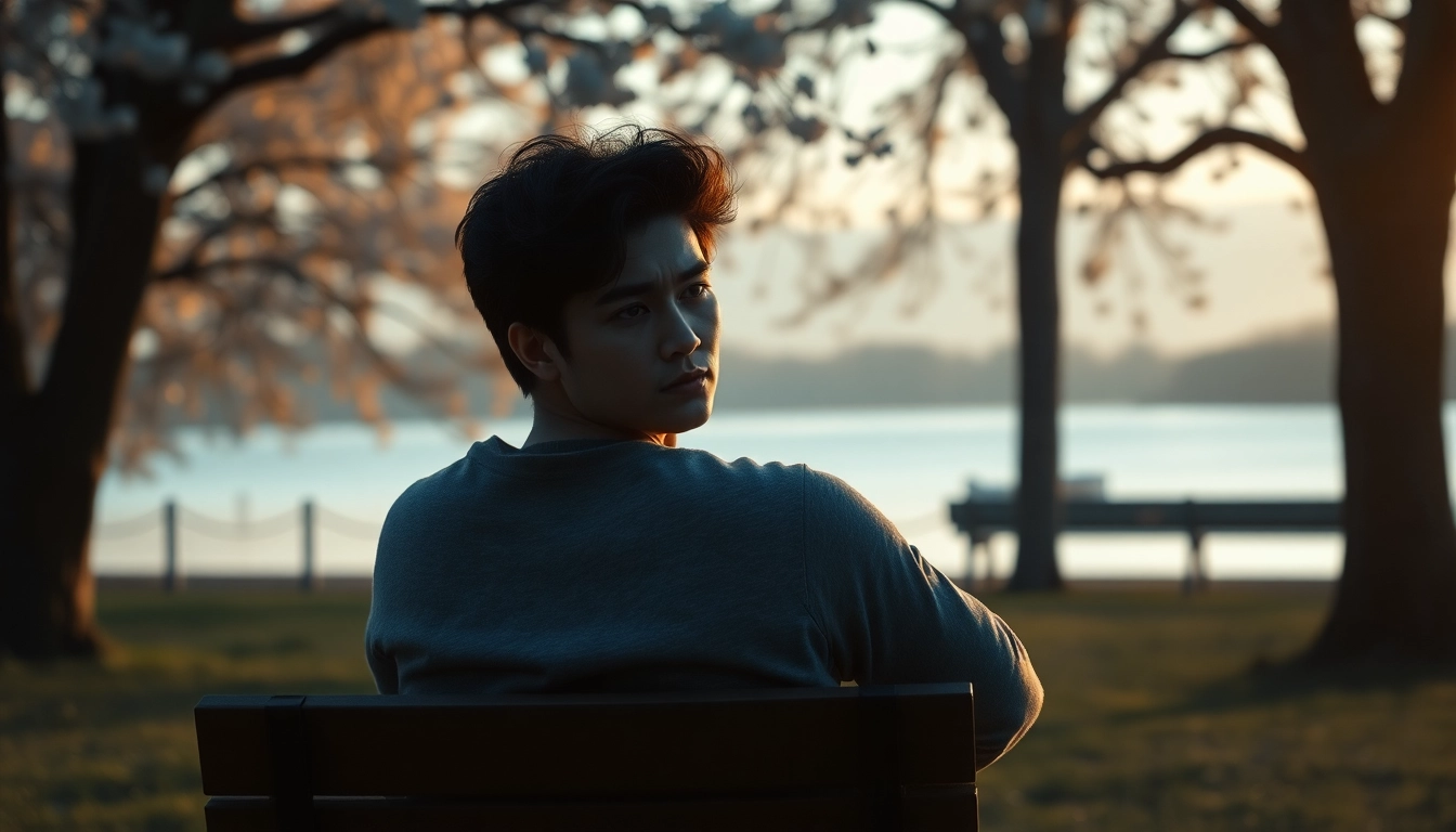 Reflecting on feelings after a relationship breakup, a person sits contemplatively on a park bench.