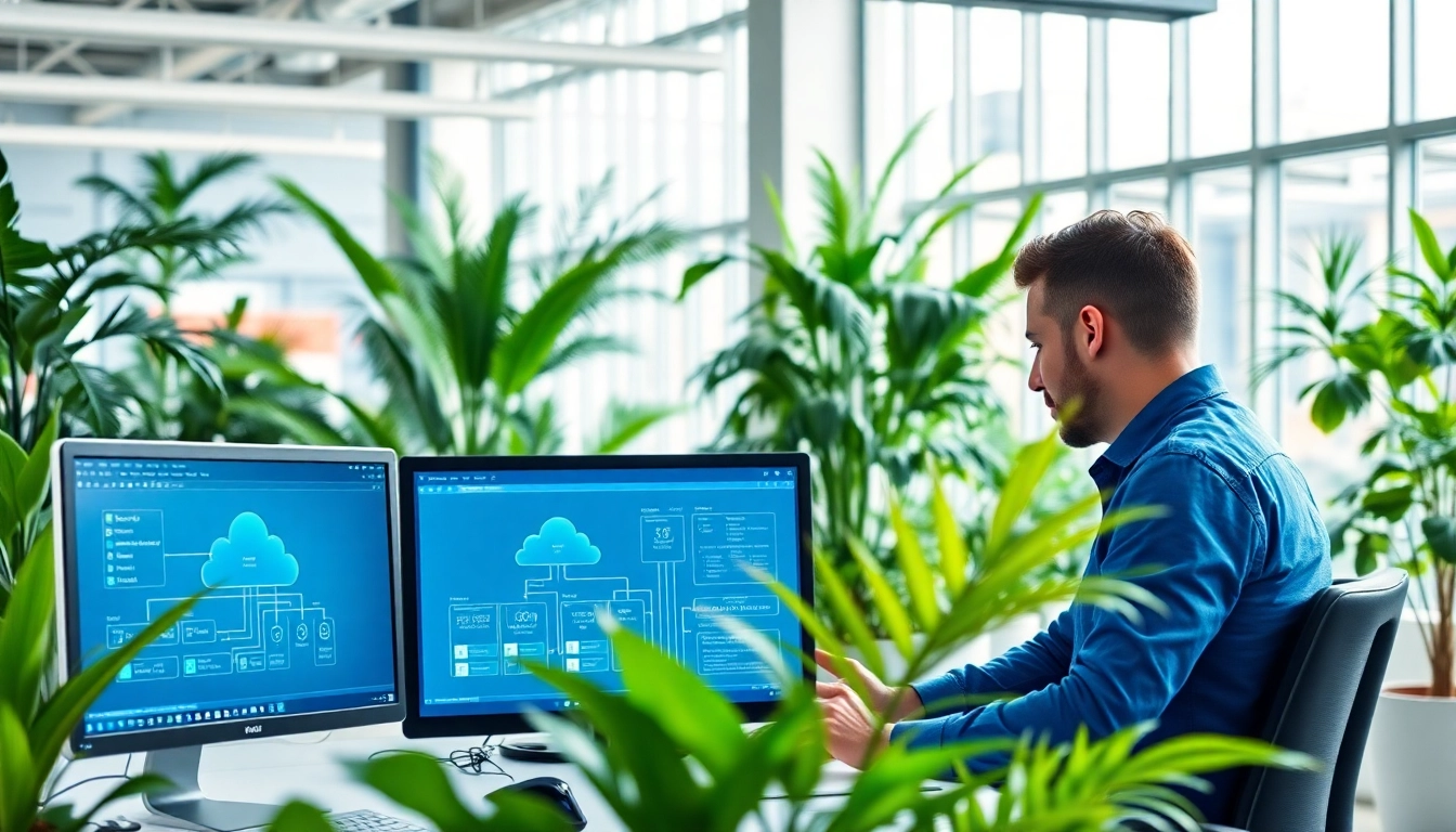 Optimize Cloud infrastructure and DevOps services with collaborative team efforts in a modern workspace.