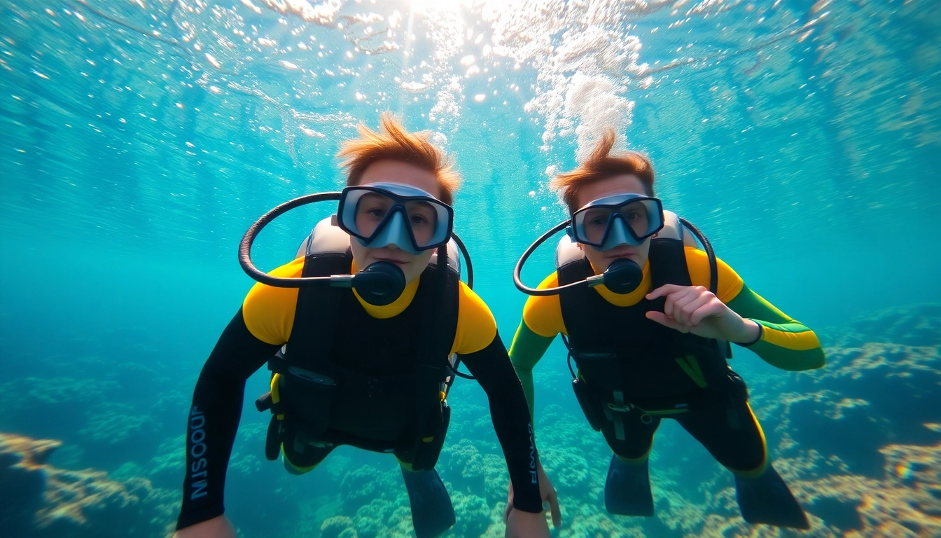 Scuba divers experiencing an enriching Bali diving course immersive in vibrant coral reefs.