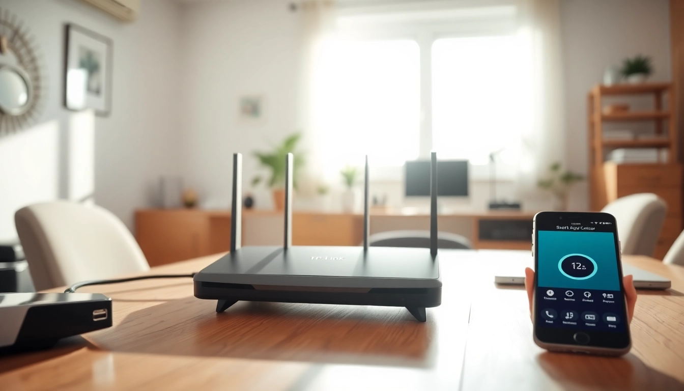 Configure your Tplink router easily in a modern home office environment.