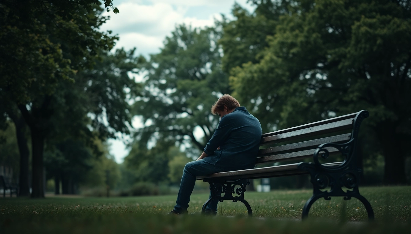 Reflecting on the emotional journey of a relationship breakup while sitting alone in a park.