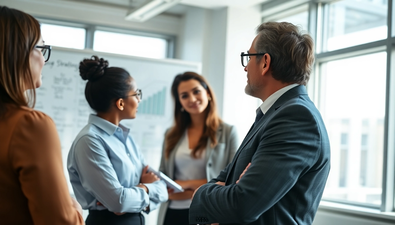 Crisis management consultant leading a strategic discussion in a professional office environment.