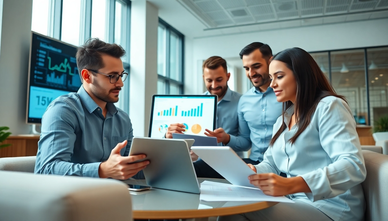 Analyze ai for competitive intelligence with a professional team in a modern office setting.