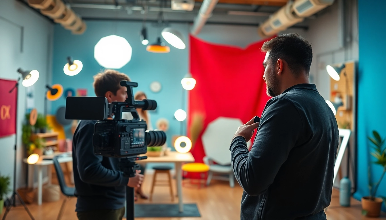 Capture creative video shoots Toronto with a professional videographer in a vibrant studio setting.