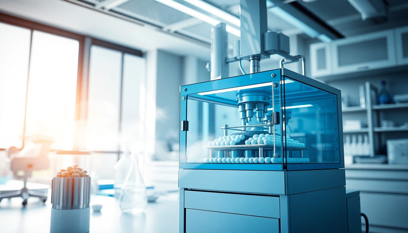 Showcasing Soft Capsule Encapsulation Machines in a modern lab with bright lighting and advanced equipment.