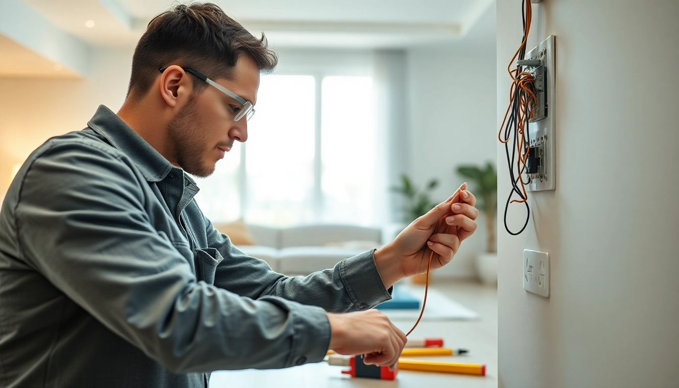 Performing Electrical Service installation with attention to detail in a modern home setting.