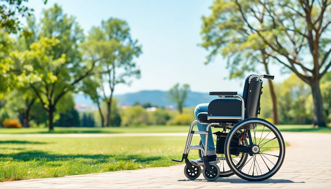 Electric Wheelchair showcased in a bright park, highlighting its lightweight design for effortless mobility.