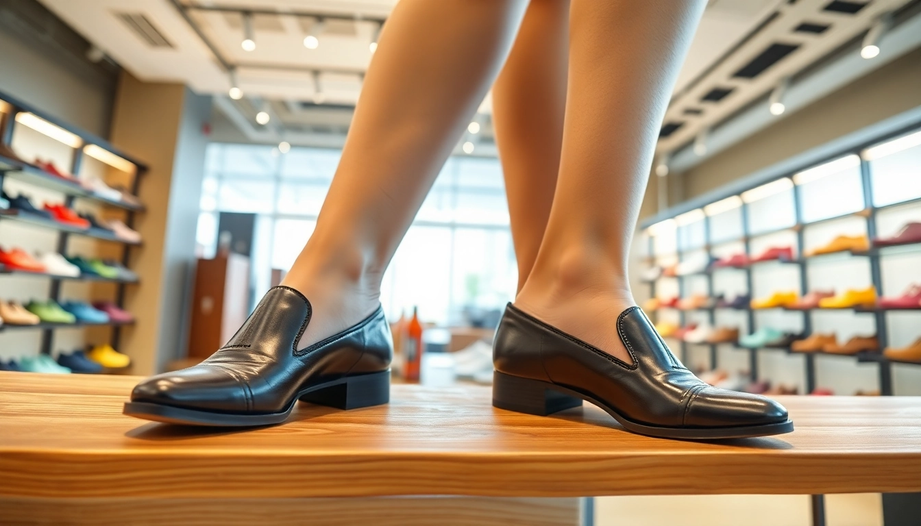 Schoenen voor steunzolen bekijken in een moderne boetiek met stijl en comfort.