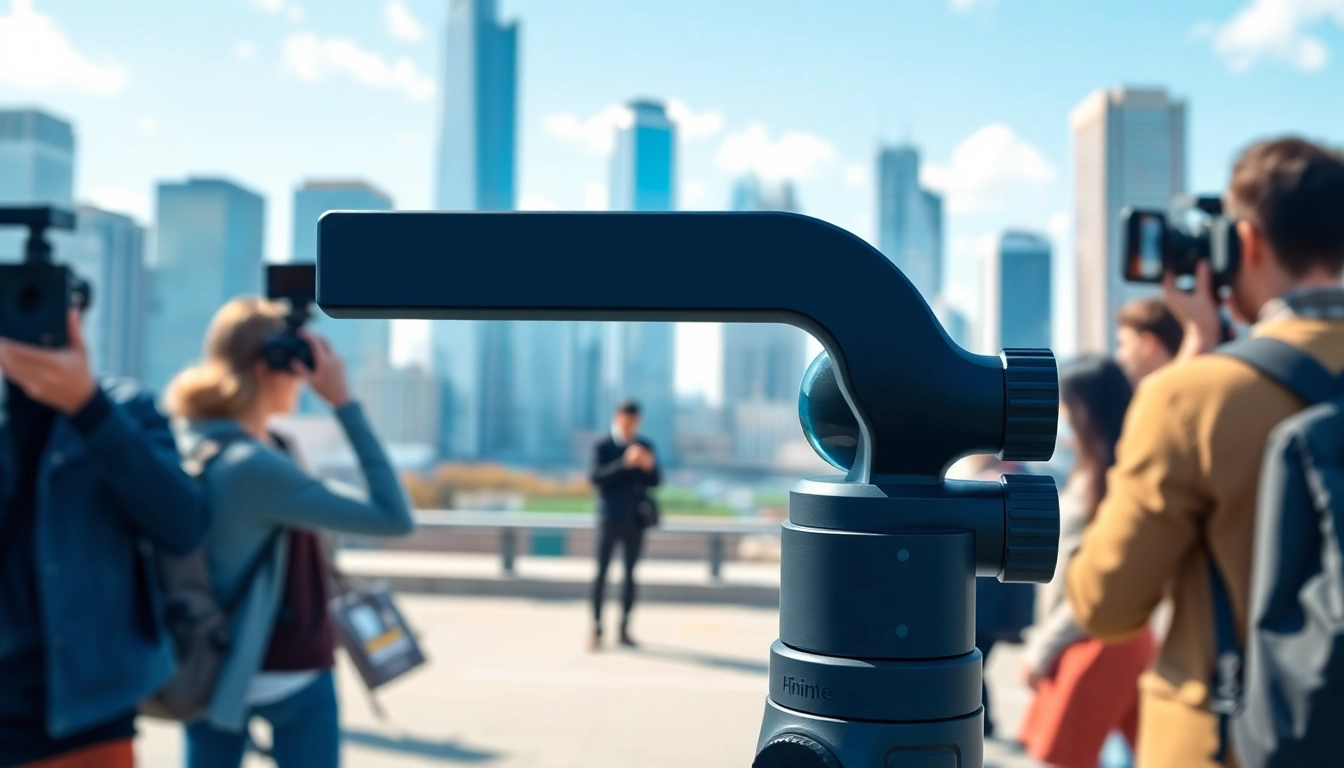 Capture stabilized shots with a gimbal for iPhone in a professional outdoor setting.