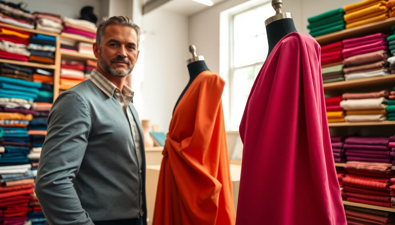 Punta di Roma stoffen prachtig weergegeven in een kleurvol atelier.