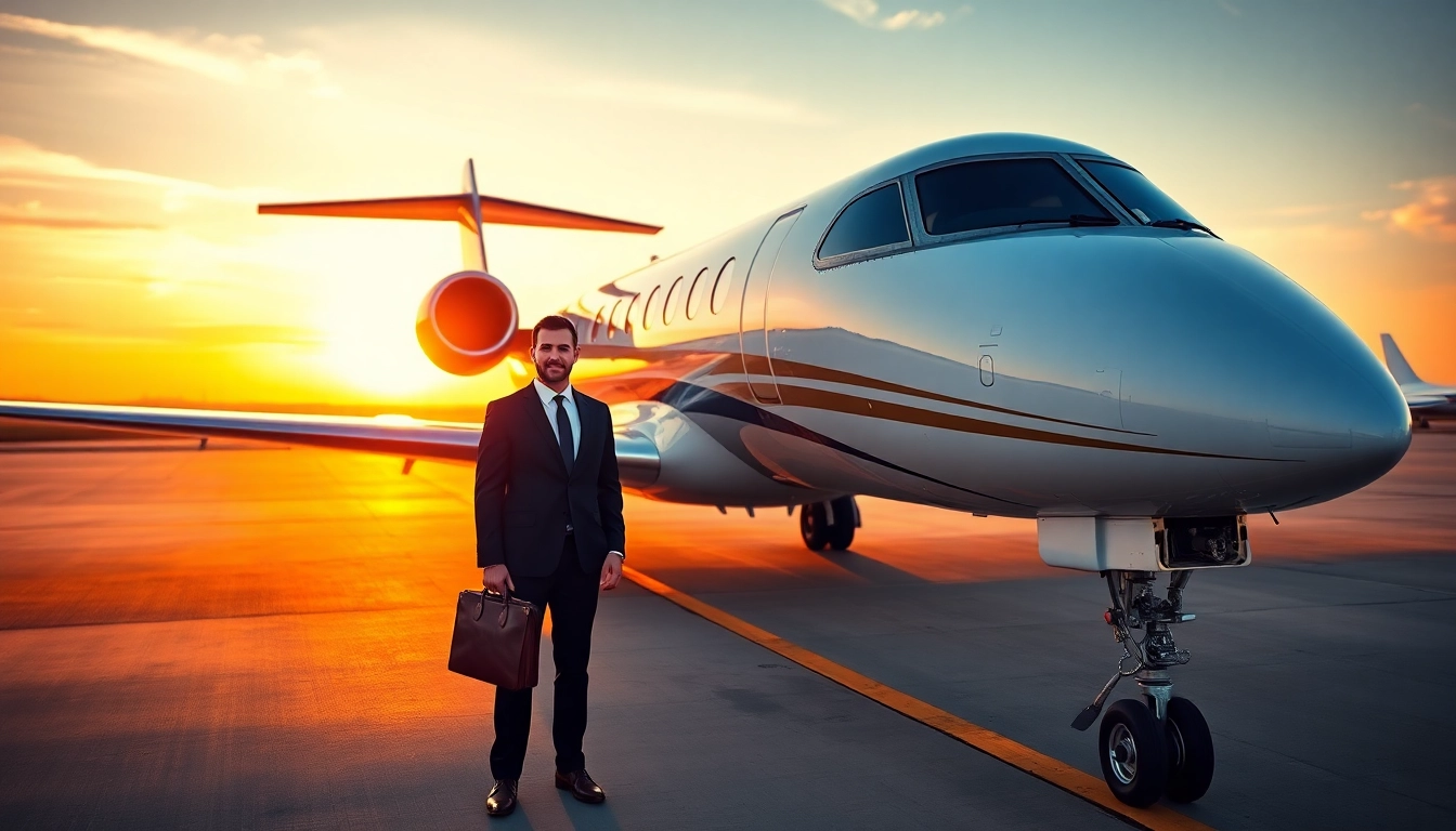 Experience the luxury of Exclusive Private Jet Membership with a private jet at sunset.