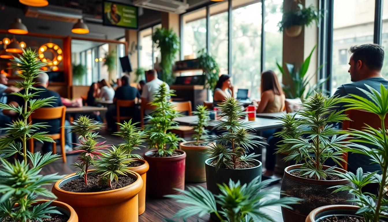 Visit https://cannabisbcn.com showcasing a lively cannabis club experience in Barcelona with diverse patrons.