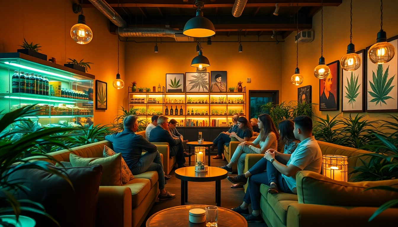 Relaxed atmosphere at a cannabis club in Barcelona, featuring visitors enjoying the space at https://cannabisbcn.com.