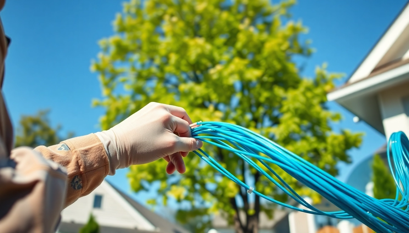 Install fiber optic internet berkeley with a technician connecting cables to enhance connectivity.