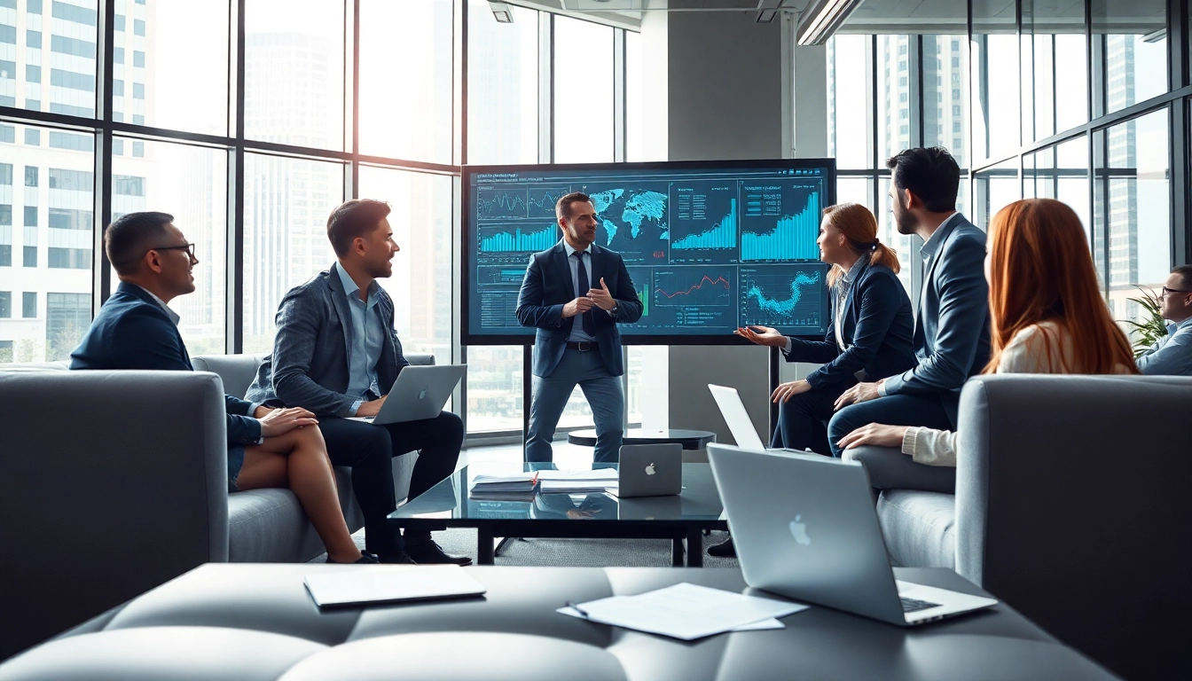 Leverage teamwork through strategic discussions in a bright, modern office space.