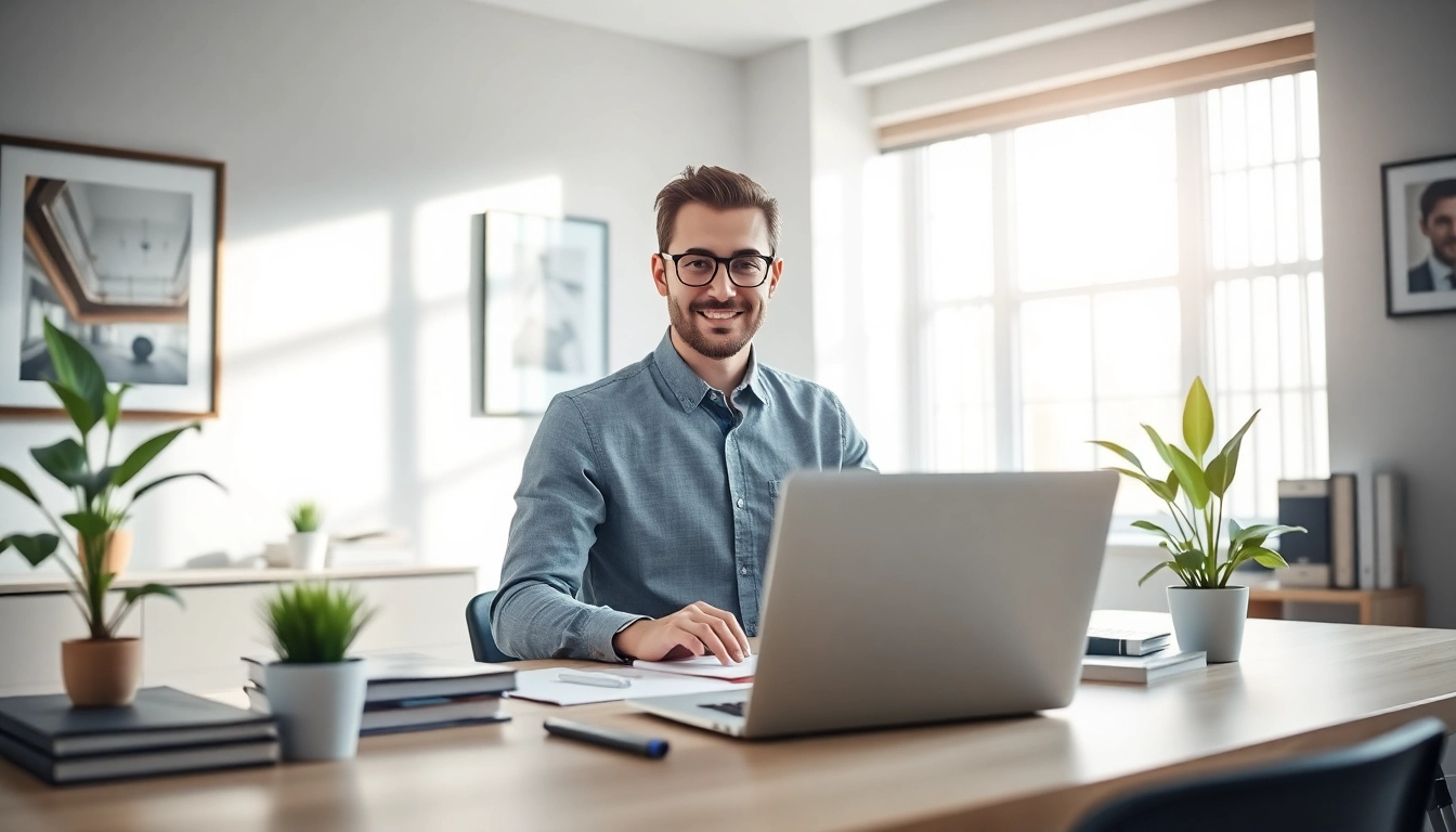 Hire a skilled wordpress developer near me showcasing designs and coding in a modern workspace.