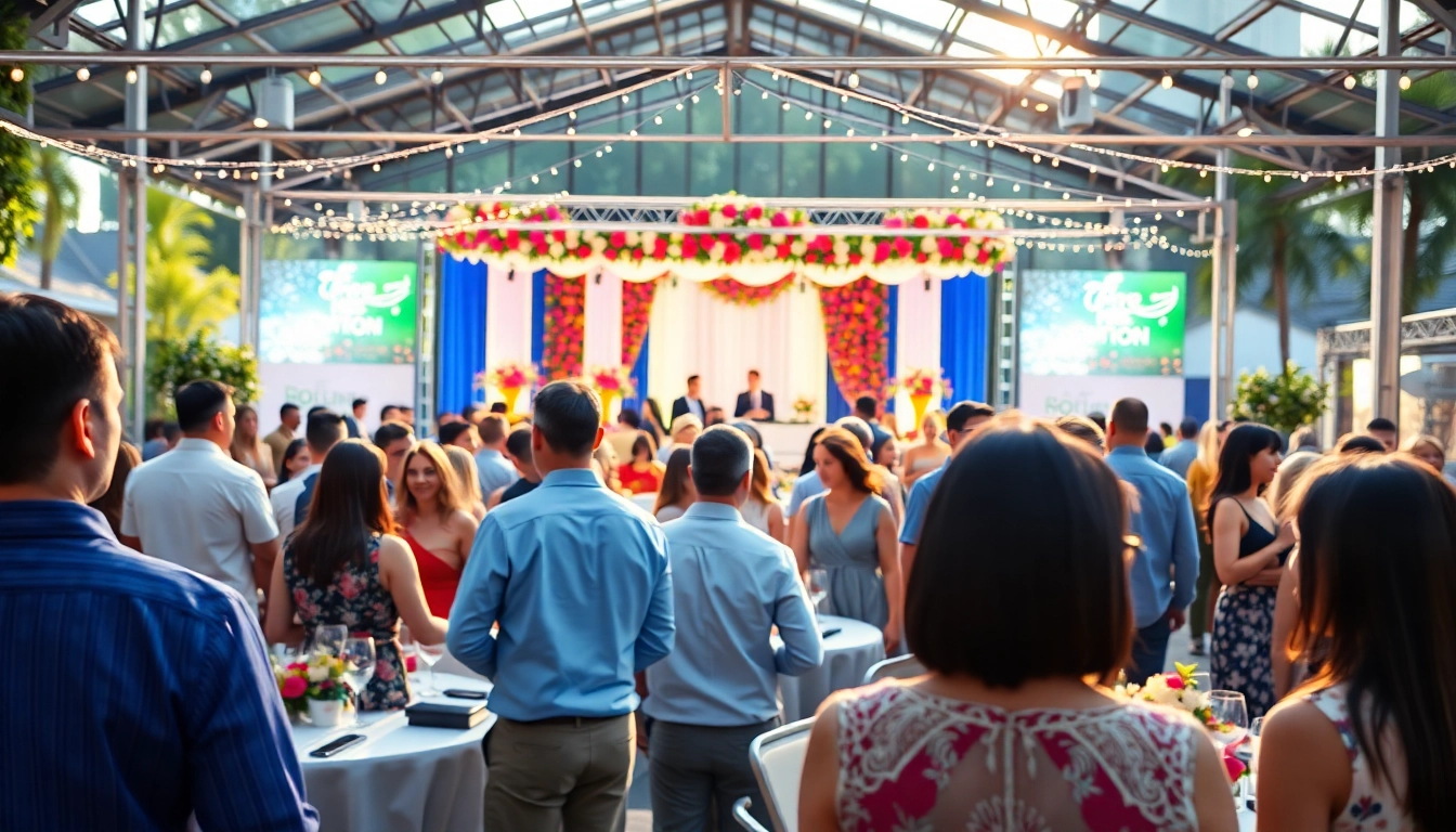 Engaging outdoor scene showcasing an event management company orchestrating a vibrant gathering.