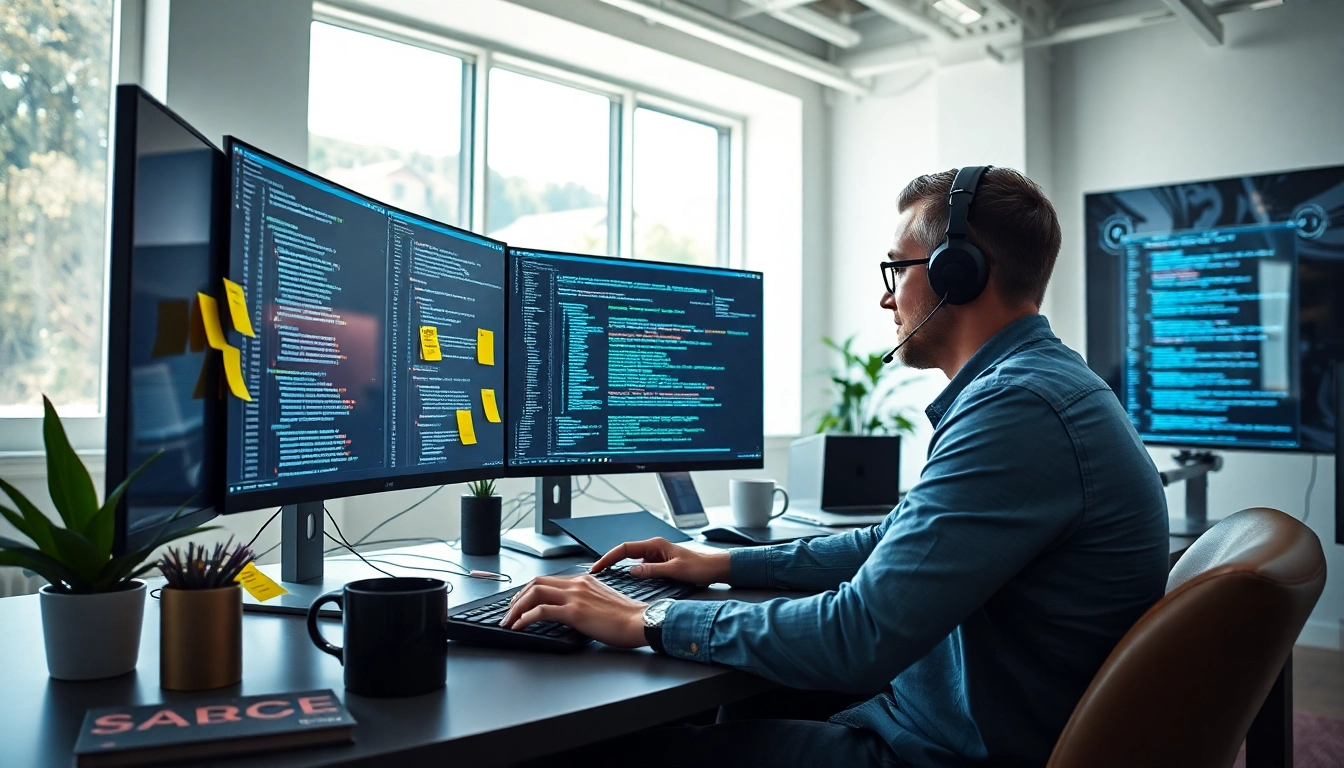 Implementing a screenshot api in a modern workspace with multiple screens showing code integrations.