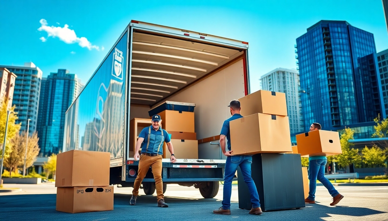 Movers Calgary efficiently transporting furniture in a busy urban environment with professionalism.