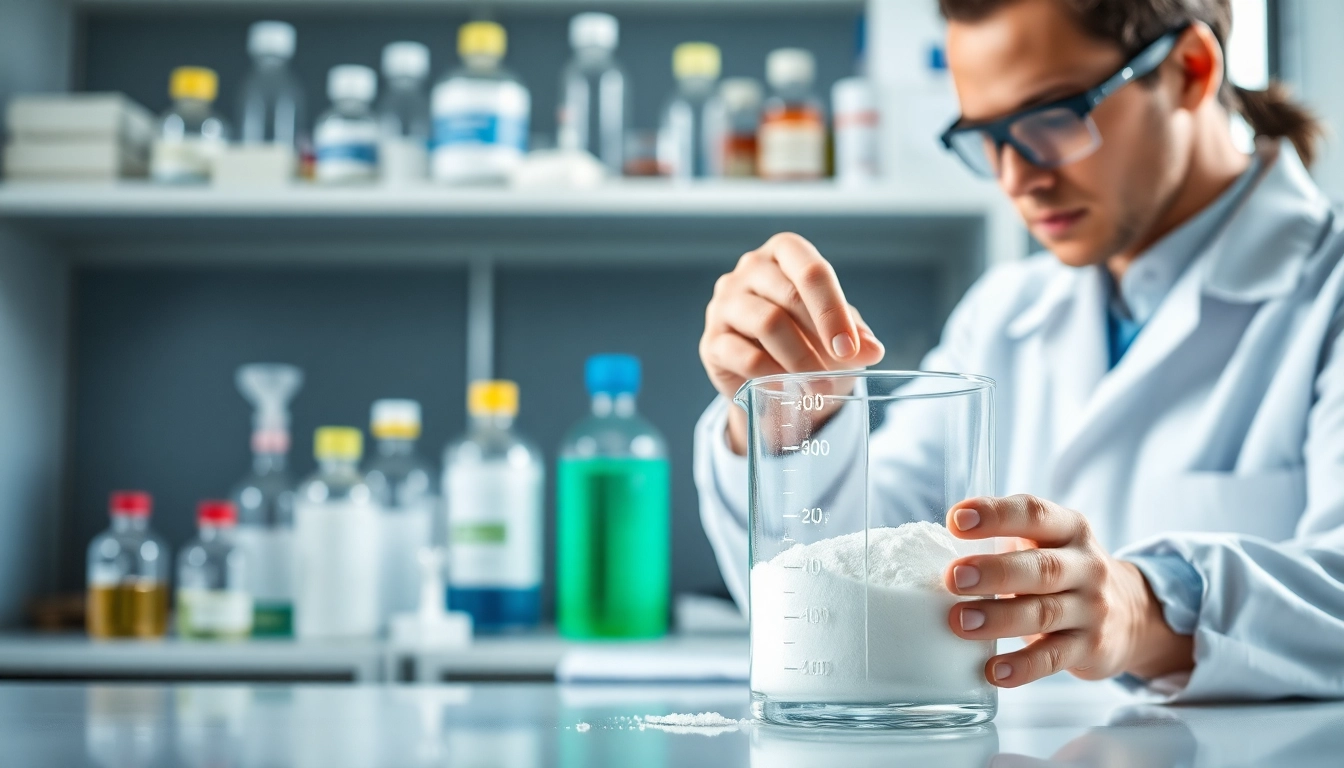 Mixing cellulose ether in a professional lab setting with scientific apparatus