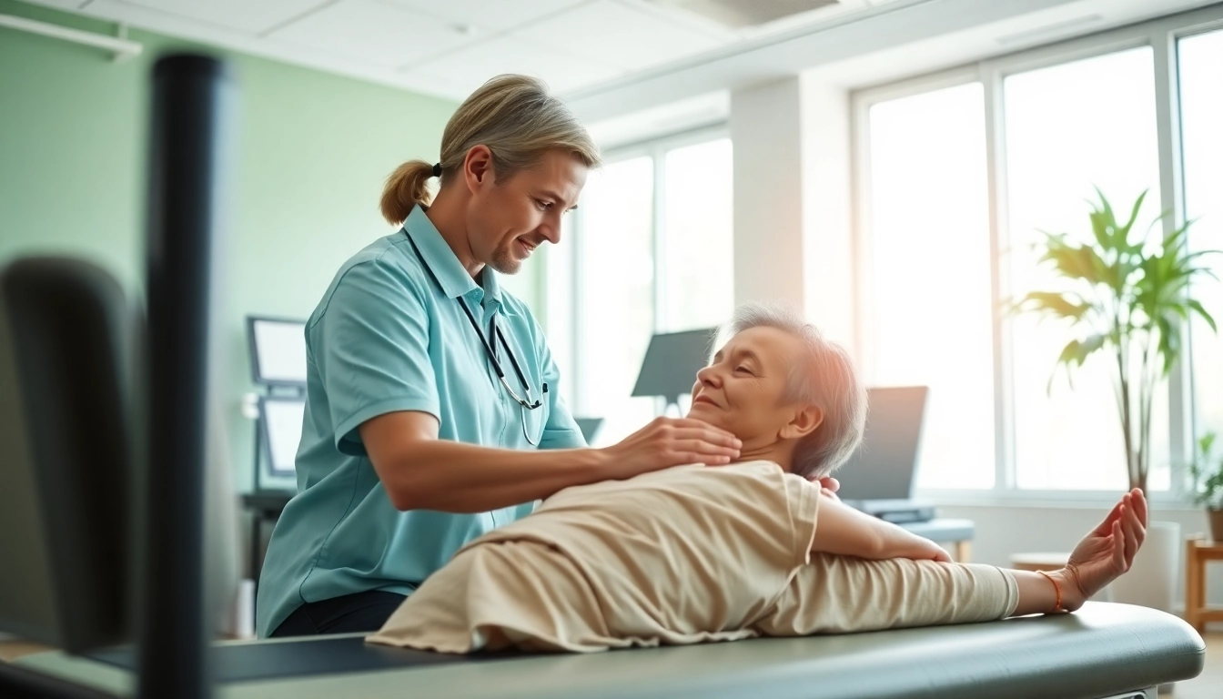 Patient receiving expert physiotherapy Edmonton attention in modern clinic.