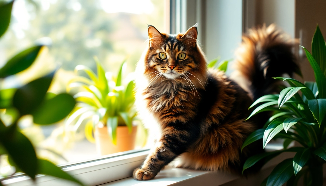 Maine Coon cats for sale Sacramento showcasing a regal cat on a sunny windowsill.