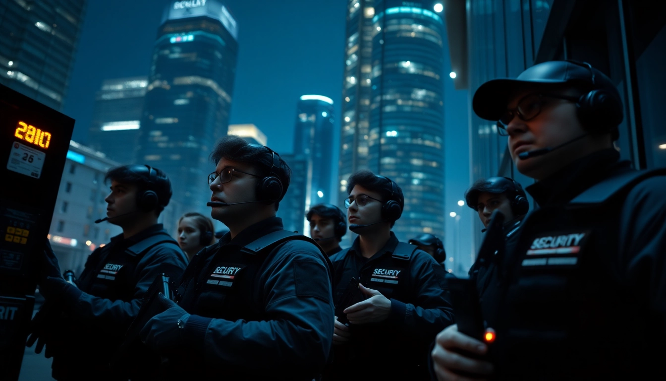 Security personnel executing an Alarm Response in an urban environment, highlighting teamwork and strategy.
