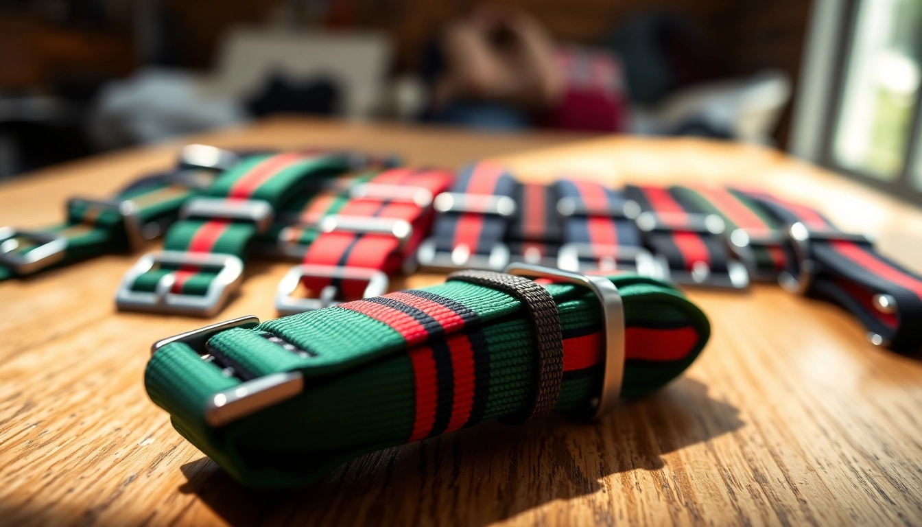 Explore various NATO straps UK on display, featuring colors and designs to craft a unique wrist style.