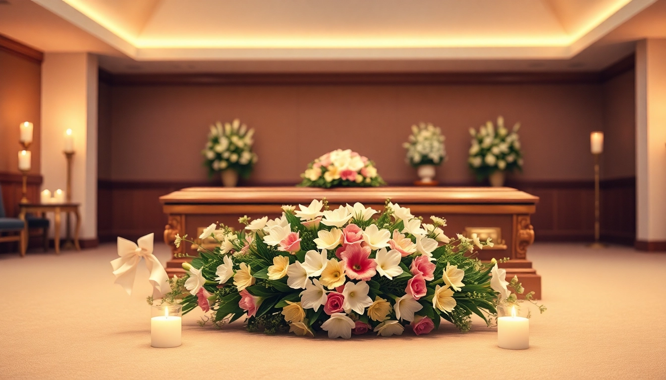 Cijena pogrebnih usluga s elegantnom postavkom kovčega u mirnom okruženju.