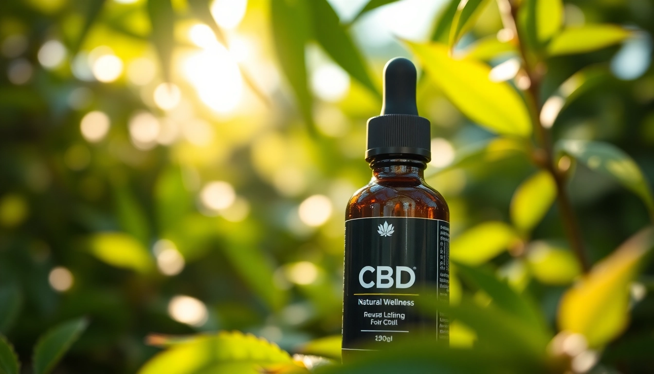 Showcasing CBD UK product in a natural setting with vibrant greenery.