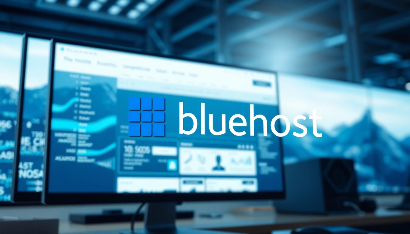 Showcasing the Bluehost web hosting interface with advanced features and professional design.
